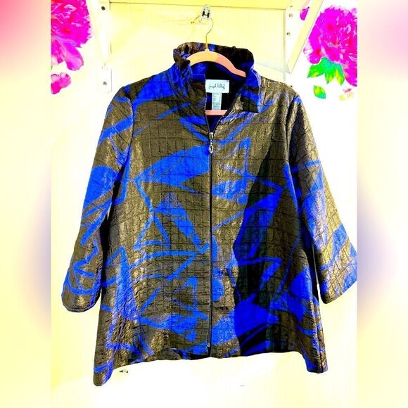 Joseph Ribkoff Black & Royal Sapphire Jacket Sz 2 - Picture 2 of 10